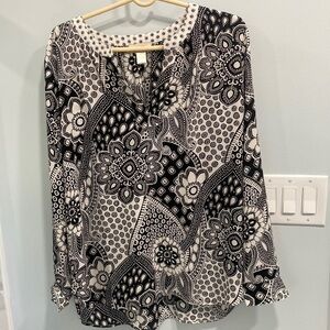 Loft large blouse paisley black and white